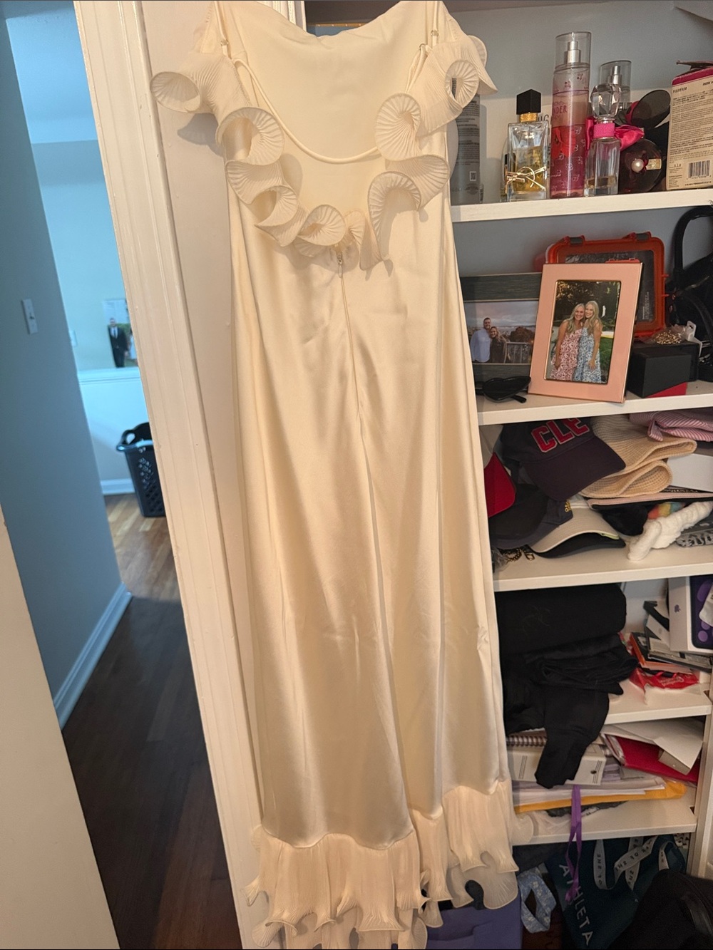 Selfie Leslie Cream Ruffle-Trim Maxi Slip Dress - Picture 4 of 4